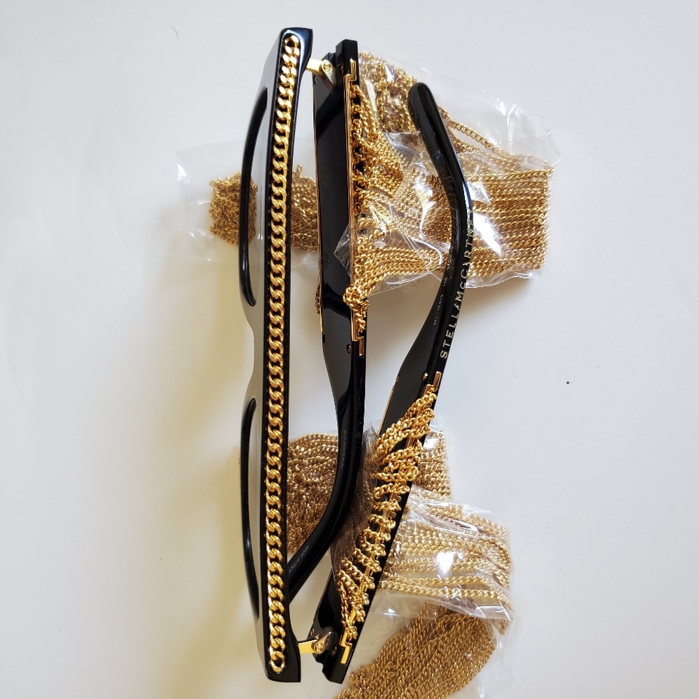 Stella McCartney Rectangular Sunglasses with Hanging Chain Detail $745 - Picture 10 of 15